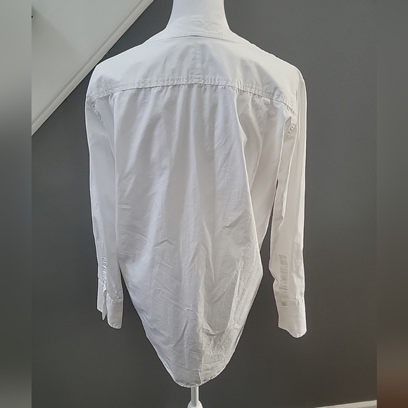 Everlane The Poplin V-Neck 100% Cotton Tunic Shirt in White Oversized Size 0 - Picture 4 of 5